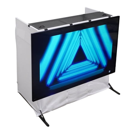 Rockville RockBooth TV DJ Booth Dual Tables with 32-70 Inch TV Mount, Foldable Design, Anti-Tip Legs, for Professional DJs and Event Performers