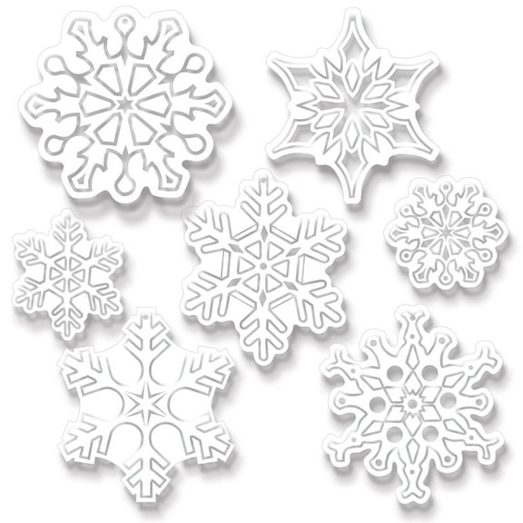Beistle - Clear Plastic Die-Cut Snowflakes - 4¾"-9¼" - Pack of 12