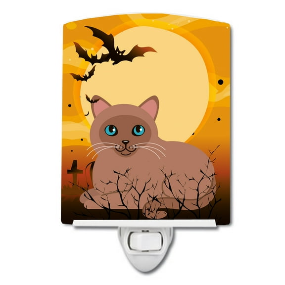 Caroline's Treasures BB4458CNL Halloween Tonkinese Cat Ceramic Night Light, 6x4x3", multicolor