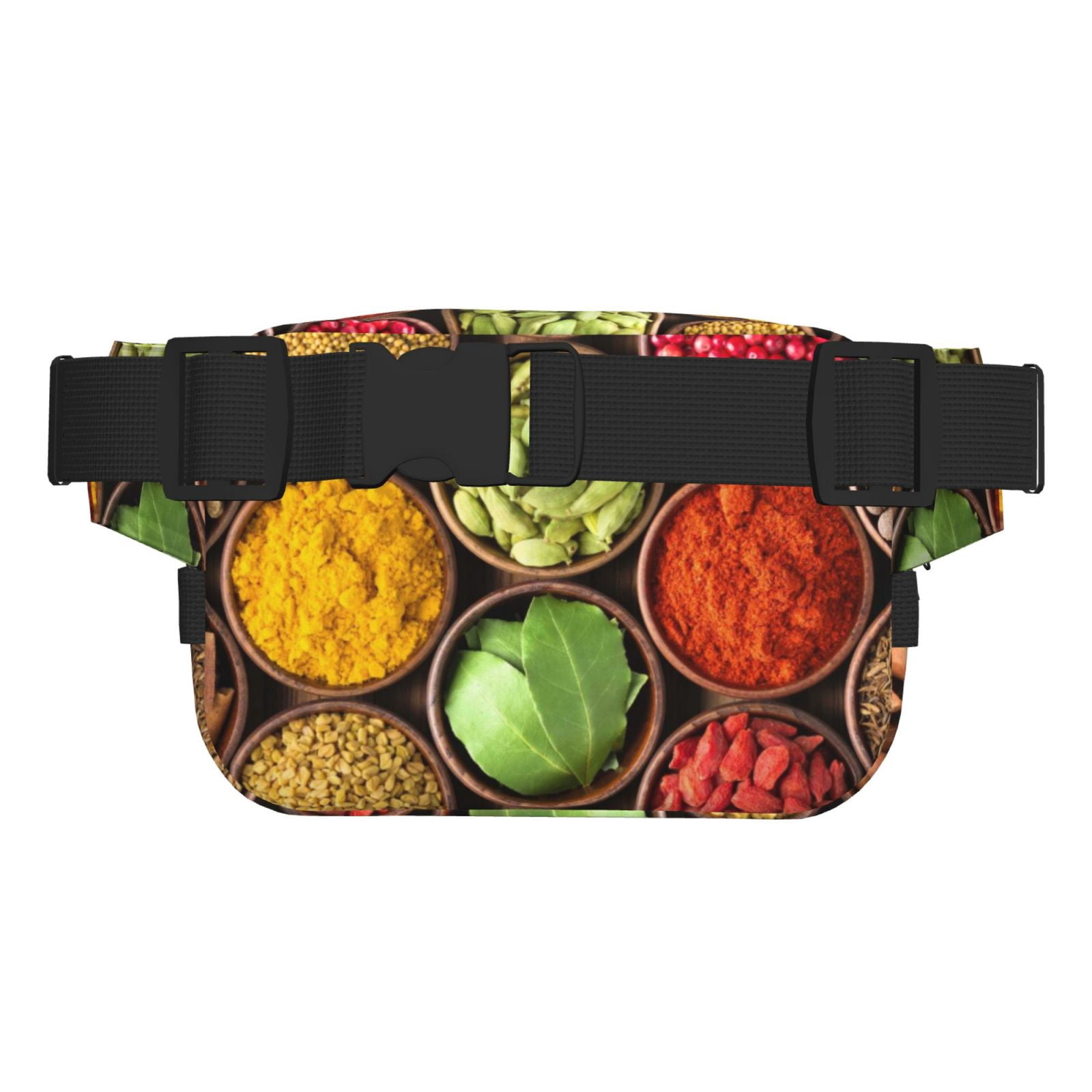 Picia Spices And Herbs Print Square Double-Layer Waist Bag Mini Adjustable Waist Belt Bag Exercise Running Travel Hiking