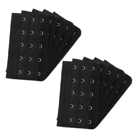 

Black 5 Rows Hook and Eye Tape Extension Bra Strap Extender 10 Pcs for Women