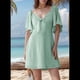 thumbnail image 2 of Vestido Mini Elegante con Escote en V Profundo y Lazo en Verde L, 2 of 8