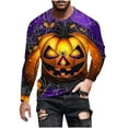 thumbnail image 2 of Zylanna Men's Long Sleeve T-Shirts, Loose Halloween Print Homewear Crew Neck Casual Tops for Men Purple, 2 of 5