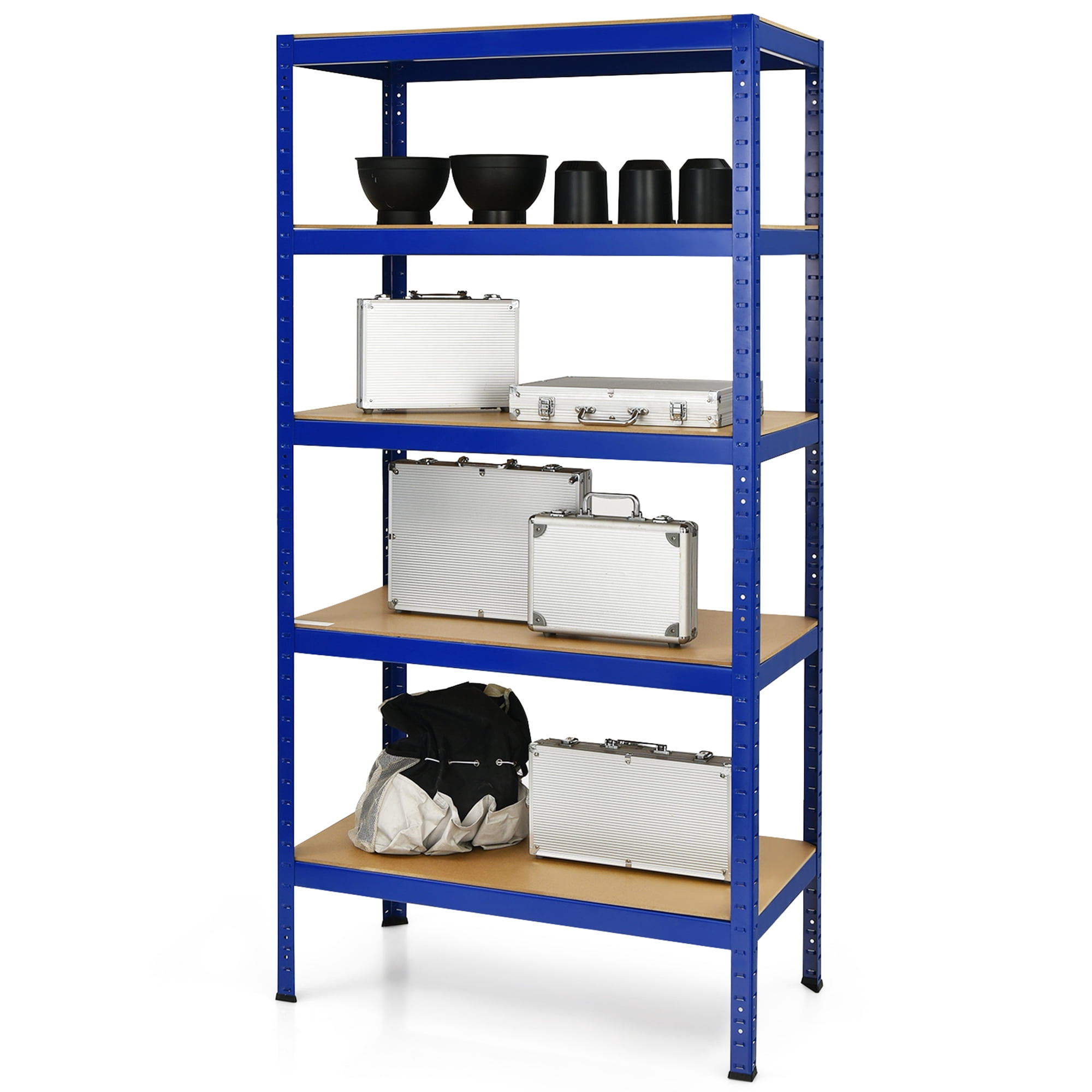 Gymax 3PCS 72'' Steel 5-tier Shelf Metal Storage Adjustable Unit Garage Blue