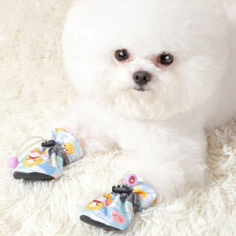 Cuteam 4Pcs Pet Shoes Anti Slip Protect Paws Soft Lining Windproof
