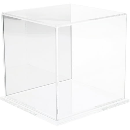 Plymor Clear Acrylic Display Case with Clear Base (Mirror Back), 6" x 6" x 6"