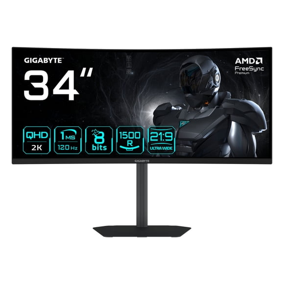 Monitor 34 gigabyte gs34wqca 1 ms 120hz qhd gamer va curvo anti-glare dp hdmi
