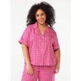 thumbnail image 4 of Joyspun Women's Woven Notch Collar Pajama Top, Sizes S to 3X, 4 of 6