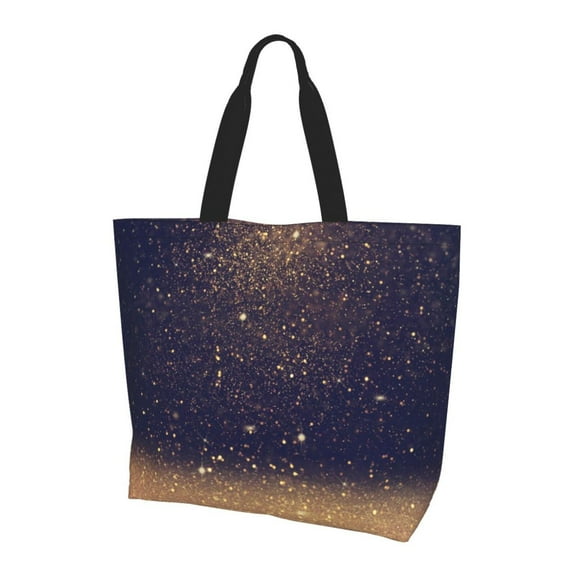 Yiaed Gold Black Glitter Print Handbag for Women Tote Purse Shoulder Bag Large Fashion Hobo Purse Handbag Shopping Tote