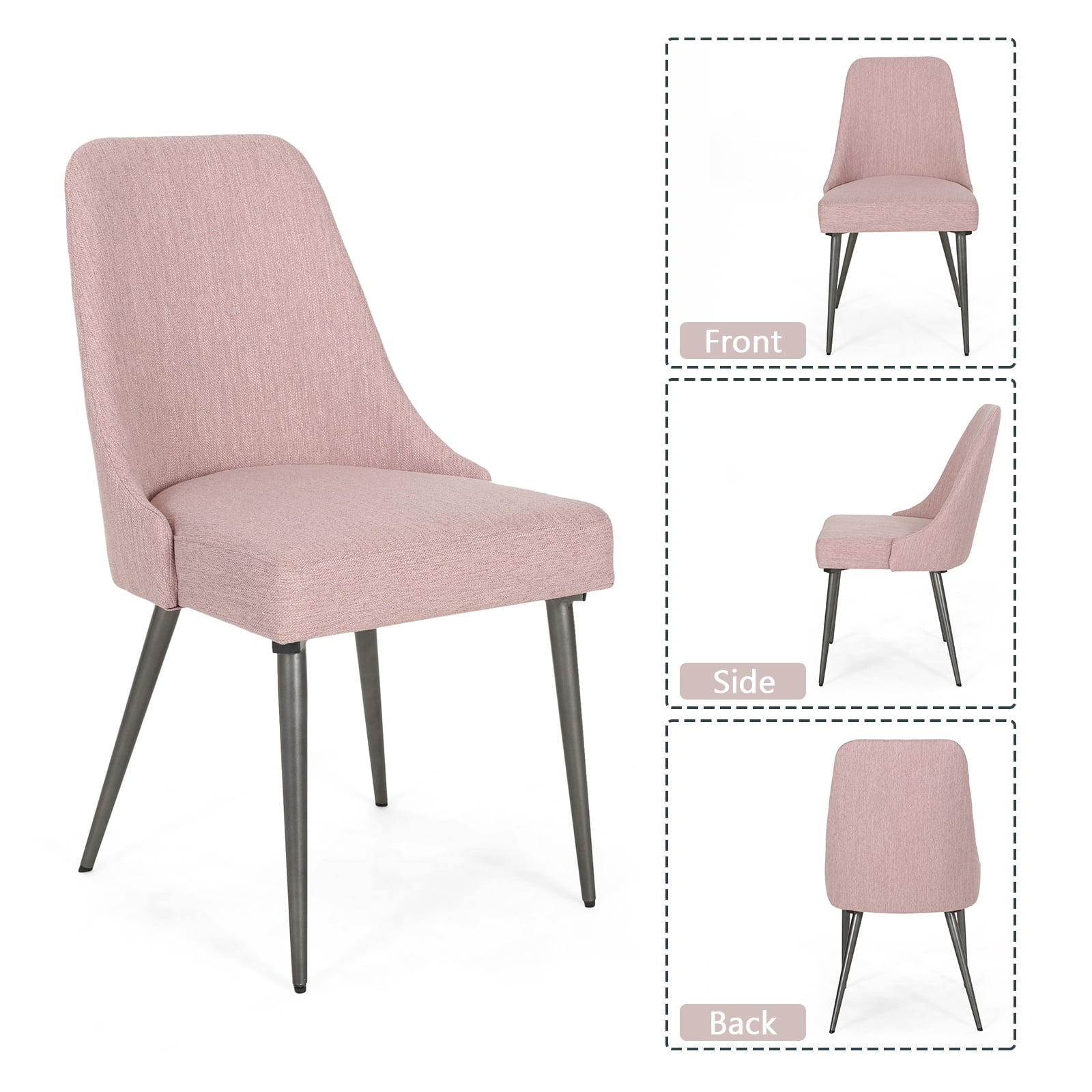 Kadyn 2 Pcs Modern Upholstered Dining Chairs, Kitchen Chair with Metal Legs, Dining Arm Chairs for Dining Room, Bedroom, Pink Kadyn 2 Pcs Modern Upholstered Dining Chairs, Kitchen Chair with Metal Legs, Dining Arm Chairs for Dining Room, Bedroom, Pink