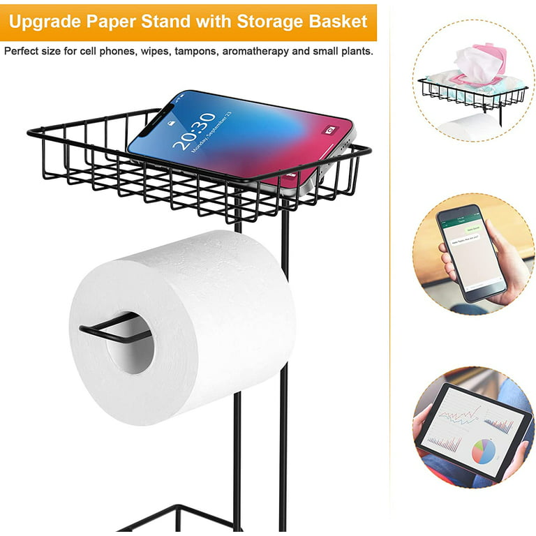 2 Roll Industrial Style Toilet Paper Holder Stand With Shelf-new LOWER  PRICES 