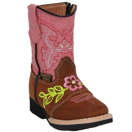 

Infant Toddler Girls Western Embroidered Heart Floral Detailed Leather Boot