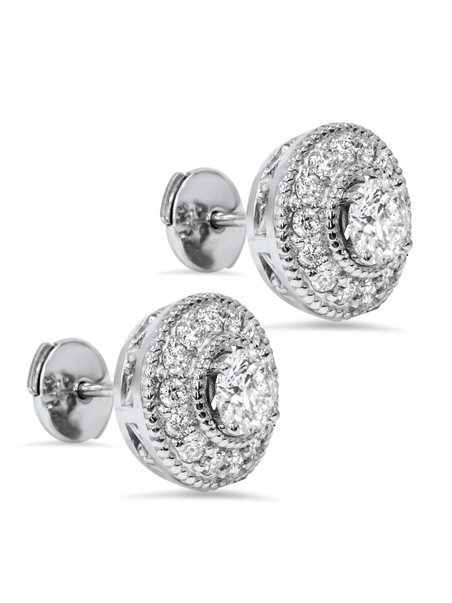 1 1/2ct Diamond Studs & Removable Earring Jackets 14K White Gold