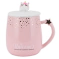 thumbnail image 1 of Taza de cerámica con patrón de dibujos animados, taza de café con agua y tapa, cuchara para uso en el hogar y la Oficina, color rosa, 1 of 14