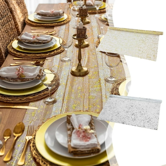 Sentmoon Boho Table Runner Fall Runner for Table Table Runner 28.35x 120 Sequin Glitter Foil Thin Mesh Runner Birthday Party Day Wedding Table Decor Exquisite Table Runner