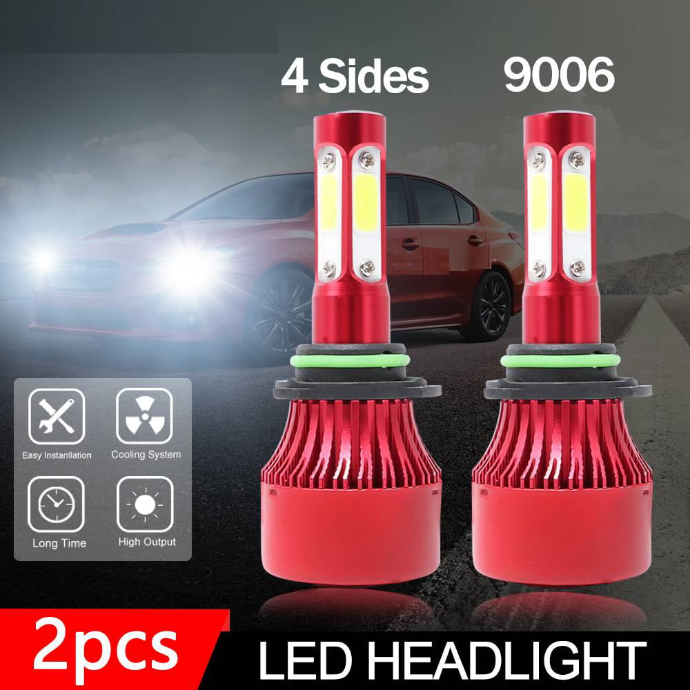 Pair 4-sides LED Headlight Kit 9006 HB4 9012 2000W 6000K 300000LM Hi/low Bulbs ~ 