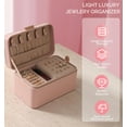 thumbnail image 2 of ProttyLife Premium Pu Leather Travel Jewelry Organizer Box 4 Anti-Tarnish Bags,2-Layer Jewelry Organizer Case for Women and Girls,Portable Case for Necklaces, Bracelets Earrings, Gift-Ready Box C104, 2 of 3
