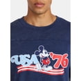 thumbnail image 4 of Disney Men's & Big Men's Mickey Mouse USA Graphic Mineral Wash Yoke Tee, Sizes XS-5XL, 4 of 5