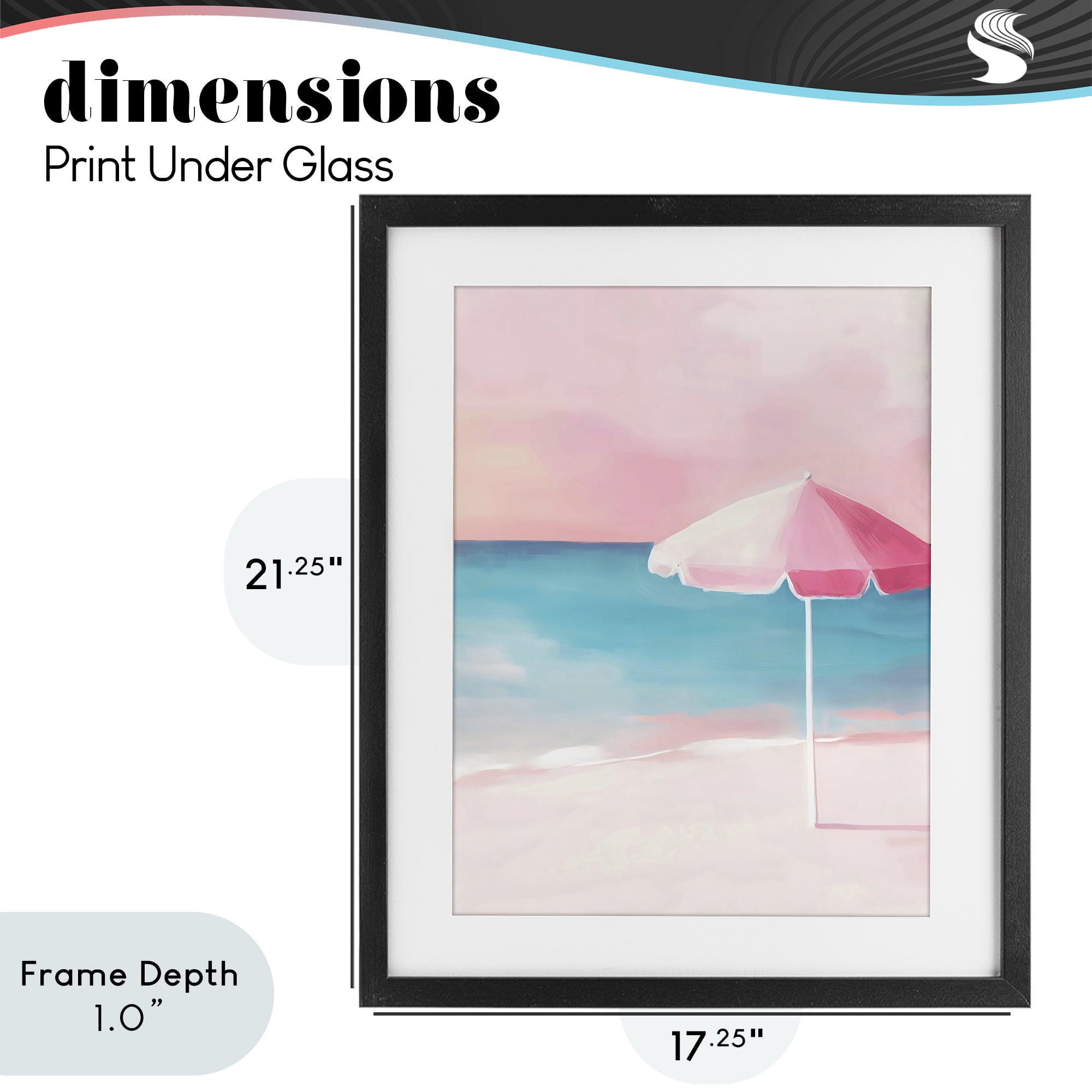 Stupell Industries Serene Pink Beach Umbrella Black Framed Print Under Glass, design by The Prints Vibe