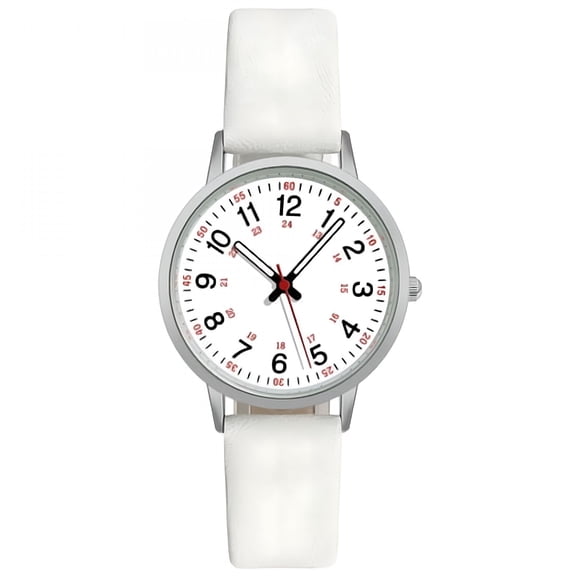 DESIGNICE Luminous Digital Watch with Soft Faux Leather Strap 24 Hours Time Round Dial Quartz Watch Women Fashion Wrist Watch for Students Nurse Office Worker Christmas Birthday Gift