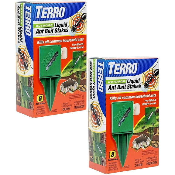 T1812 Outdoor Liquid Ant Killer Bait Stakes - 8 Traps- 2pack