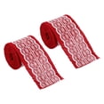thumbnail image 1 of Unique Bargains 2.4' Wide 2.2 Yards Burlap Ribbon White Lace Roll Wrapping Fabric Crafts Roll Red 2 Pack, 1 of 6