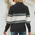 thumbnail image 3 of Homgro Women's V Neck Pullover Sweater Ladies Casual Mock Neck Quarter Zip Up Knit Sweater Winter Warm Zipper Knitted Long Sleeve Loose Fit Pullovers Knitwear Black White Striped Medium, 3 of 3