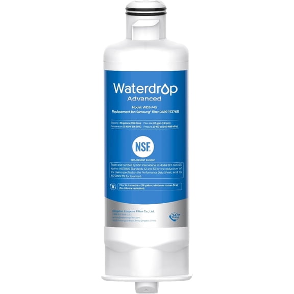 Waterdrop WDS-F45 Replacement for Samsung® DA97-17376B, HAF-QIN/EXP, DA97-08006C, RF28R7351SG, RF23M8570SR, NSF 53&42 Certified Refrigerator Water Filter, 1 Pack (Packaging May Vary)