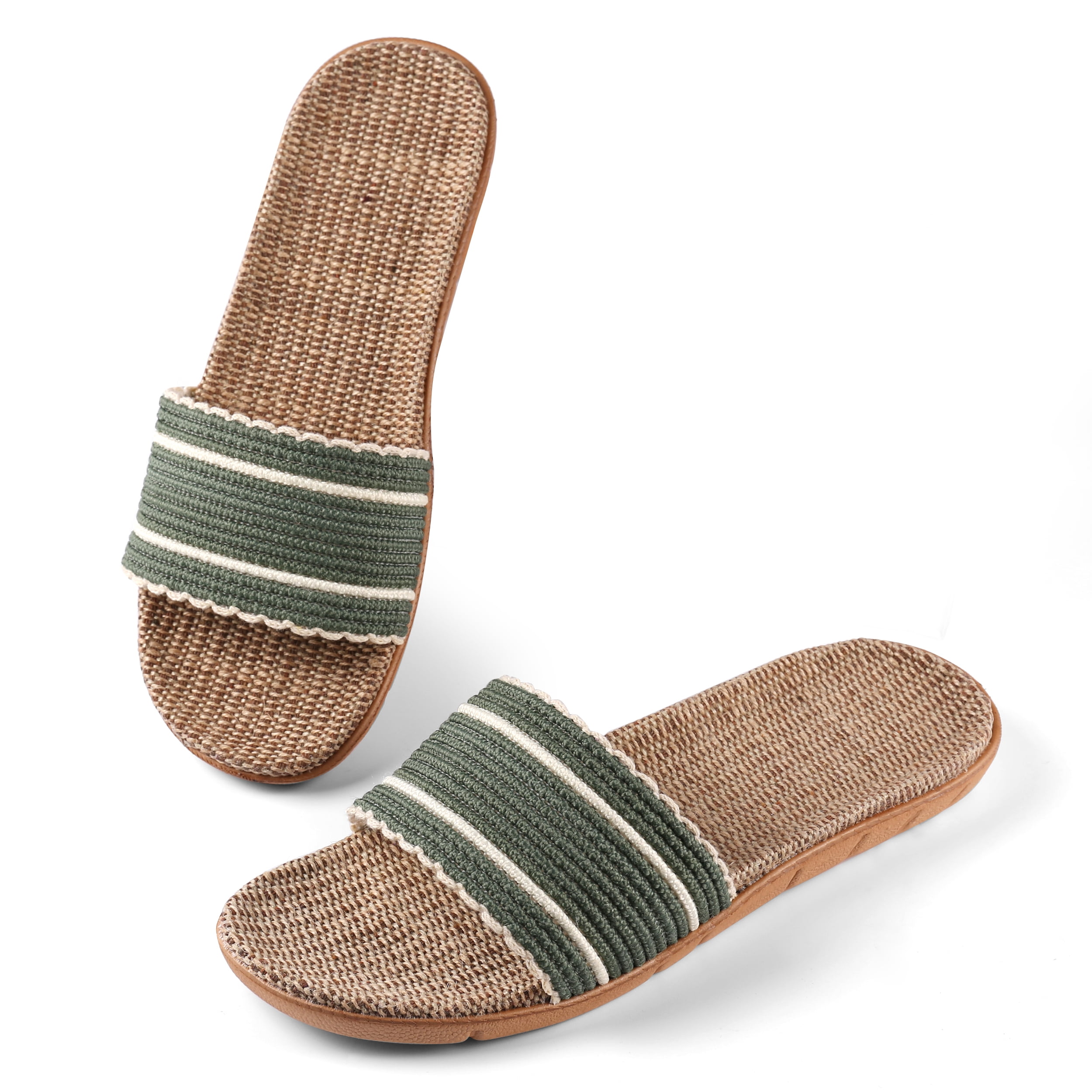 AERUSI Women's Loki Slide Classic Style Slip On Straw Sandals