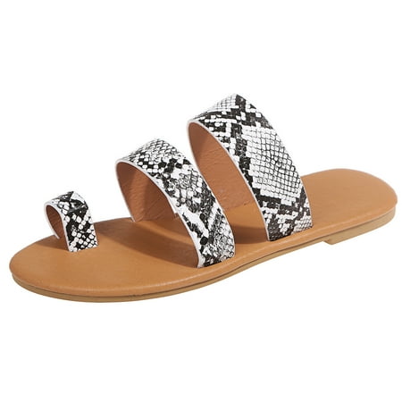 

Cptfadh Slippers For Women Shoes Women s Ladies Casual Ring Toe Flat Slippers Snakeskin Slides Outdoor Shoes