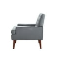 thumbnail image 2 of Accent Chair, Modern Mid-Century Linen Upholstered Armchair with Solid Wood Legs, Comfy Button Tufted Single Sofa Chair Reading Chair for Living Room, Bedroom, Office, Grey, 2 of 7