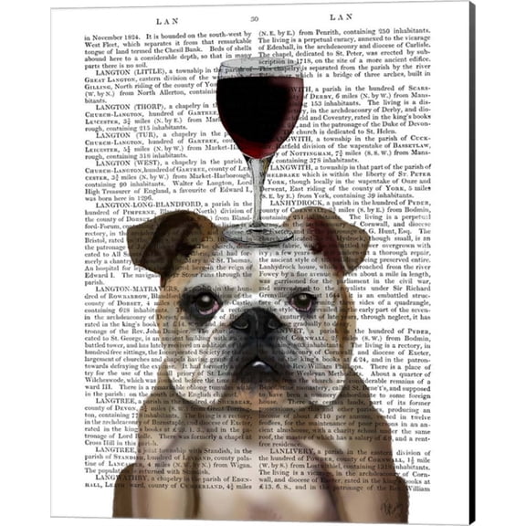 Great Art Now Dog Au Vin English Bulldog by Fab Funky Canvas Wall Art 16W x 20H