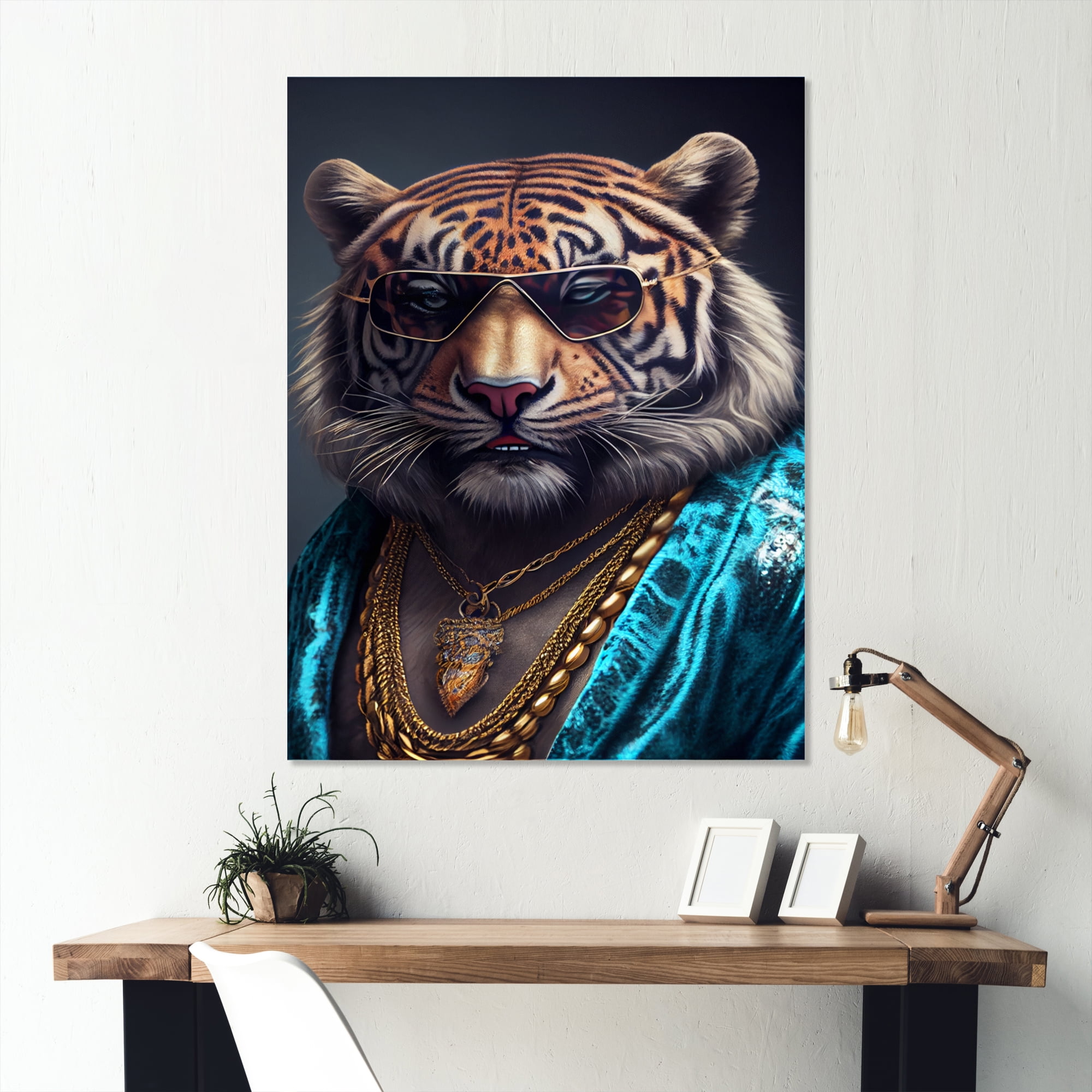 Designart Tiger Gambler II Canvas Wall Art