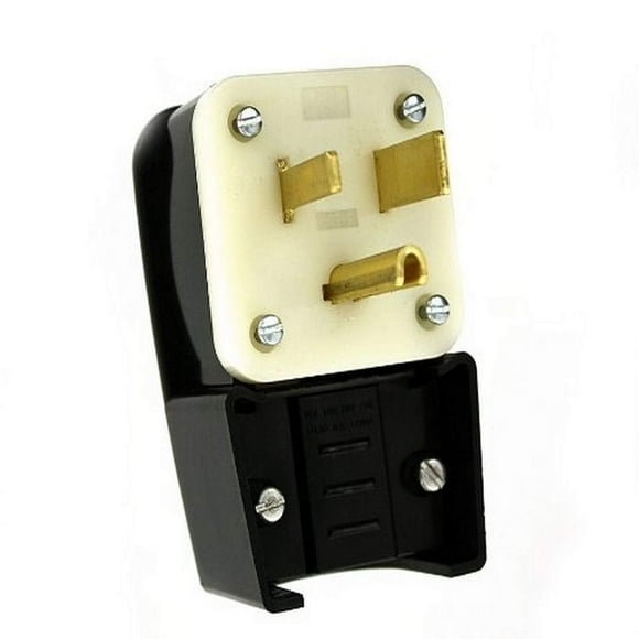 Leviton 9550-P 50-Amp, 125 Volt, Straight Blade, Plug, Industrial Grade, Grounding, Angle, Black