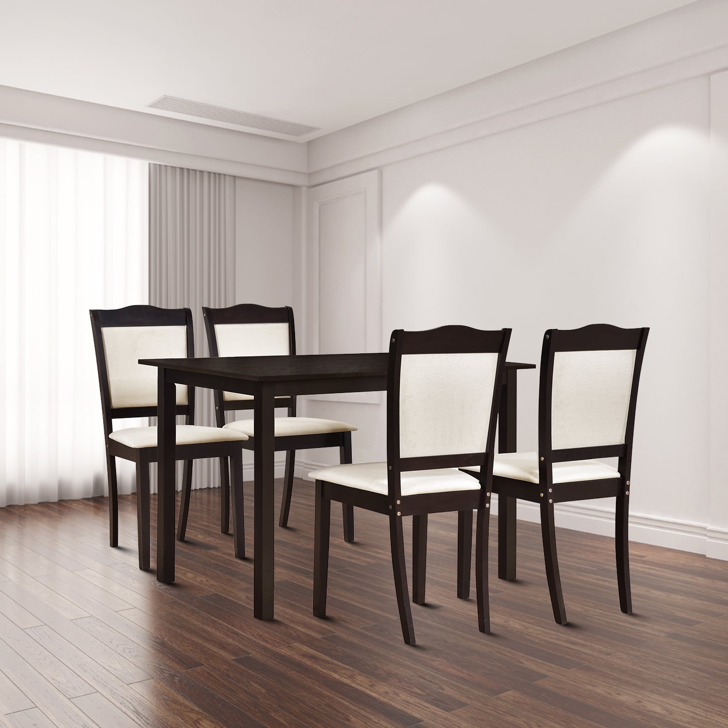 Classic and Minimalist Style Wood Dining Table Set, 5Piece Kitchen