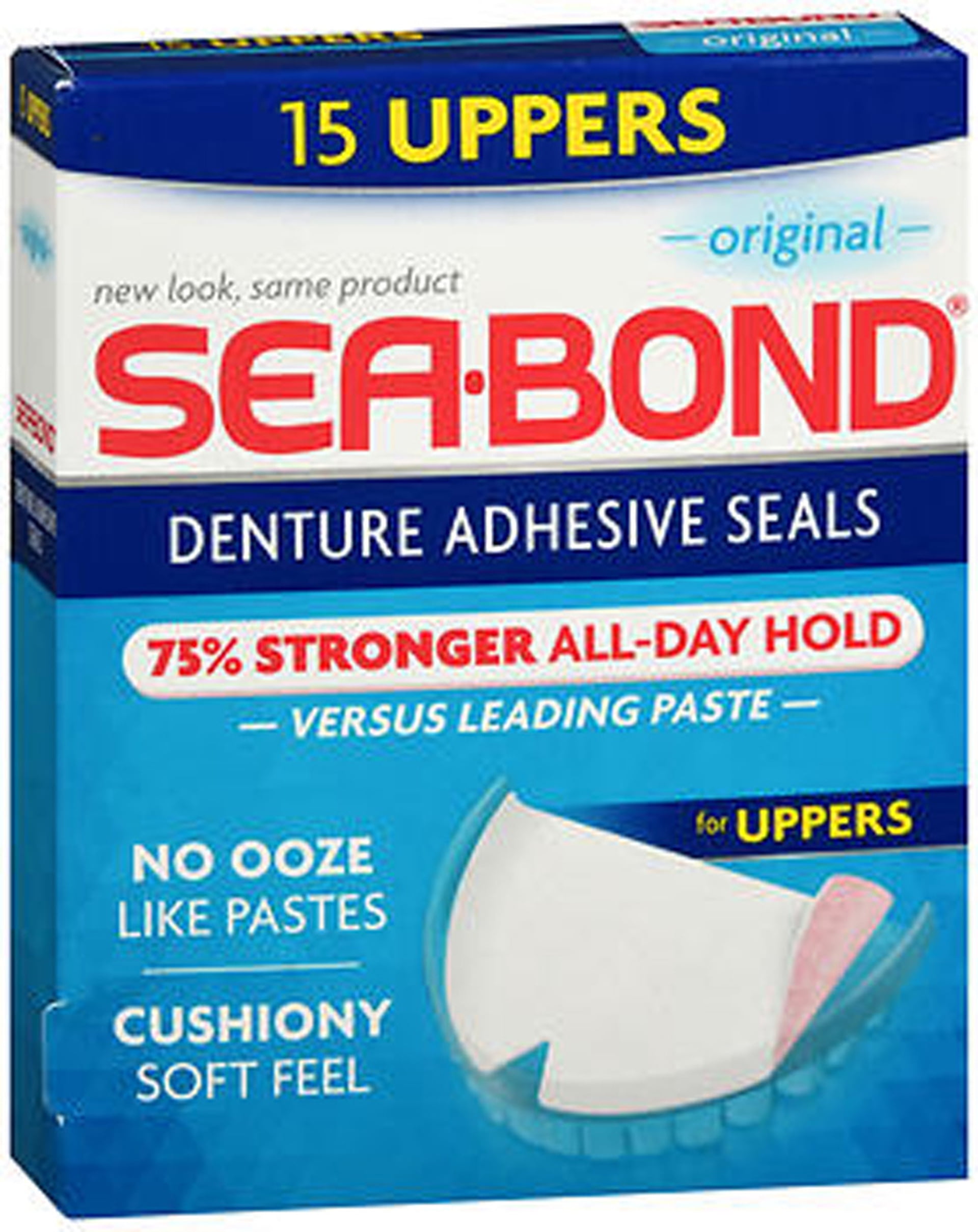 Sea Bond Lower Secure Denture Adhesive Seals, For an All Day Strong Hold,  Original Flavor Seals, 30 Count 
