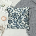thumbnail image 2 of GOSMITH  Floral Throw Pillow Cushion Cover, Flower Orchids Bohemian Style Vintage Petals Vines Pattern French Country Style, Decorative Square Accent Pillow Case, White Blue, 2 of 5