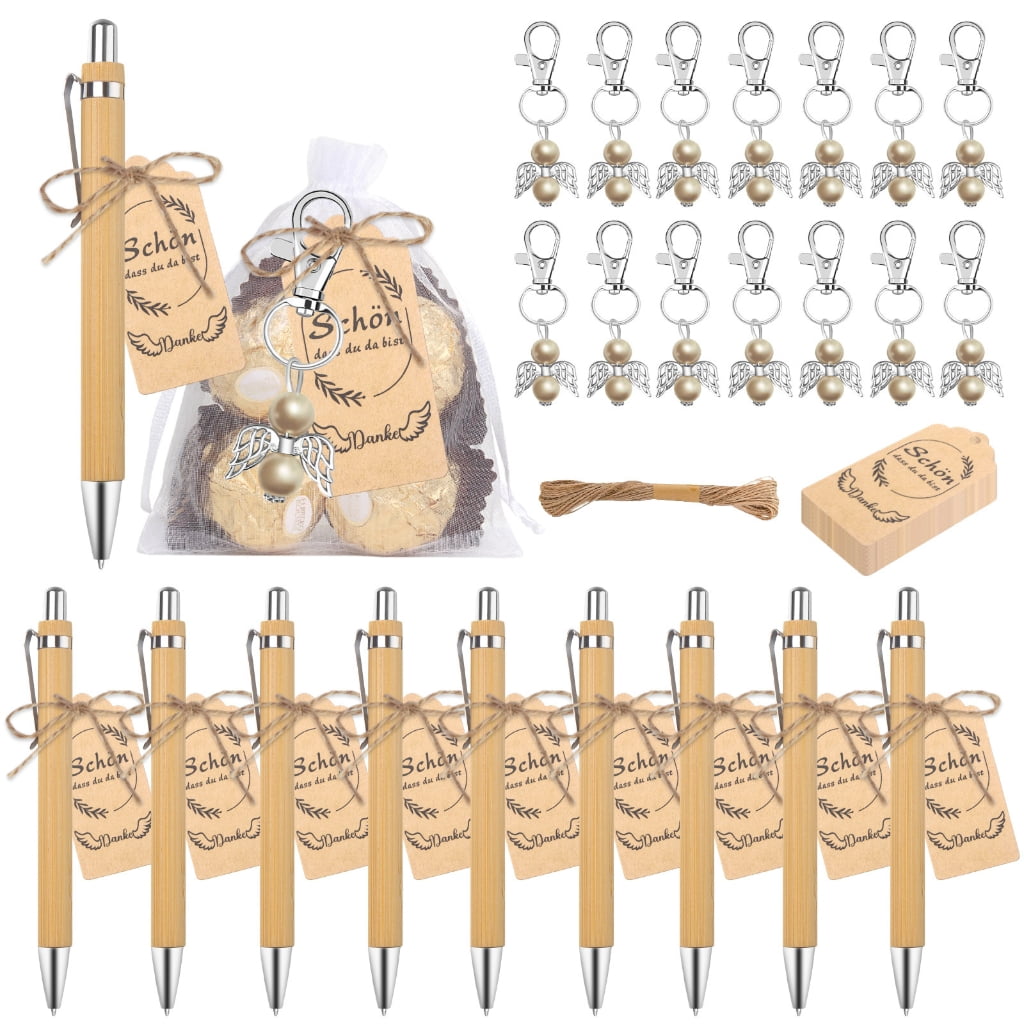 25Pcs Angel Keychain Retractable Ballpoint Pen Set for Baby Showers Wedding