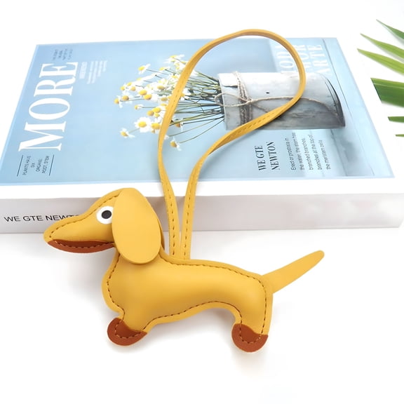 DESIGNICE Dachshund Bag Charm - Cute Cartoon Dog Handbag Accessory with Keychain, Animal Shape Purse Decor for Mom Daughter Best Friend, Car Home Decor Colorful Animal Bag Charm (4.7 Inch)