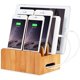 thumbnail image 1 of Soporte organizador de cables para múltiples dispositivos de escritorio de madera de bambú y estación de carga, base de carga para iPhone 14 13 12 11 Pro Max XS iPad Mini 4 5 Samsung OnePlus LG Smart, 1 of 5