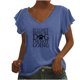 thumbnail image 1 of Camiseta informal para mujer, blusa estampada con volantes, manga corta, cuello en V, Tops Fridja  ghk7208, 1 of 8