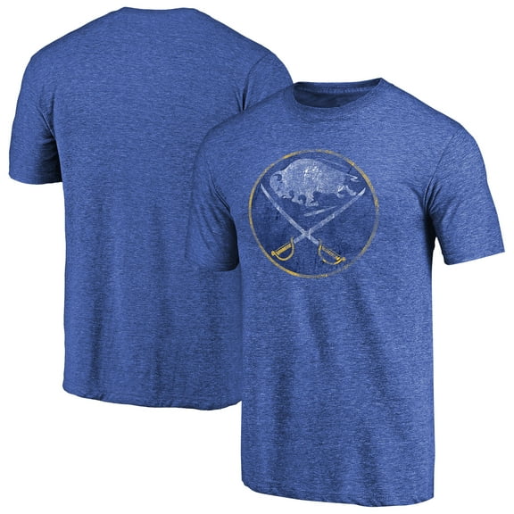 Men's Royal Buffalo Sabres Throwback Vintage Logo Tri-Blend T-Shirt