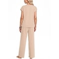 thumbnail image 3 of MINTREUS Two Piece Lounge Sets for Women Fall Short Sleeve Travel Vacation Outfits Set with Pocket and Wide Leg Pants, 3 of 8