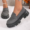 thumbnail image 3 of Womens Slip on Loafers & Casual Shoes Fashion Suede Platform Heel Penny Loafer Walking Shoes, 3 of 8