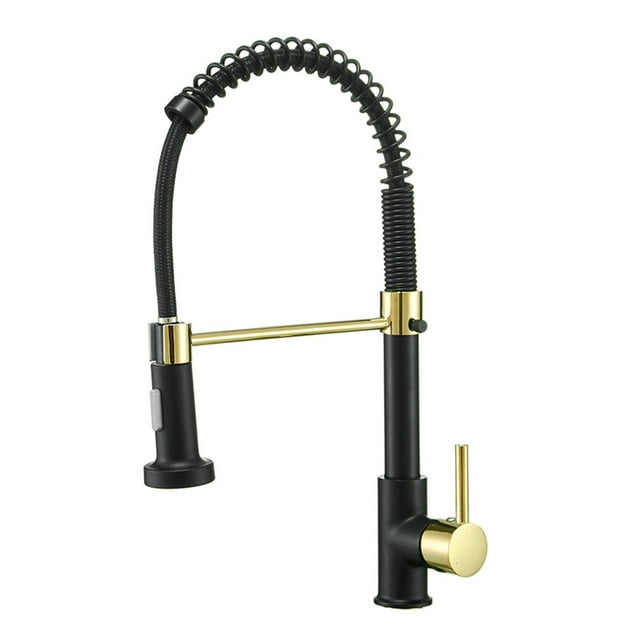 Pull Out Kitchen Sink Faucet Stream Sprayer Kitchen Rotatable Hot Cold Crane Brass Black Gold ,Easy to Install