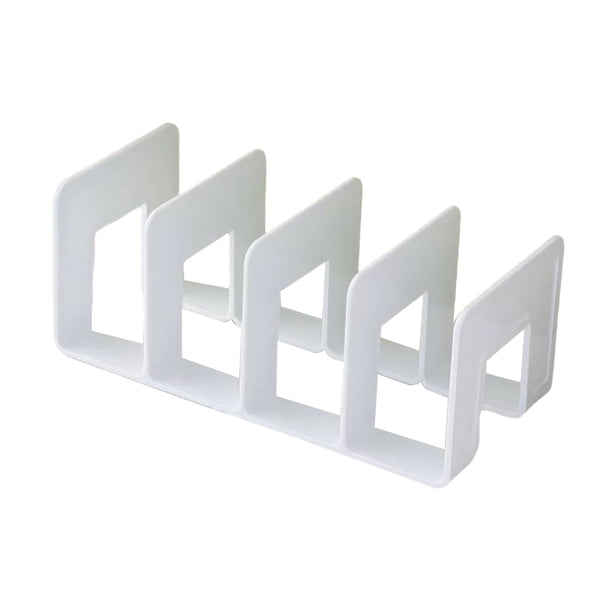 Organizador de escritorio Boodend, soporte para libros con 4 compartimentos verticales, estante clasificador de archivos de plástico para libros y revistas.