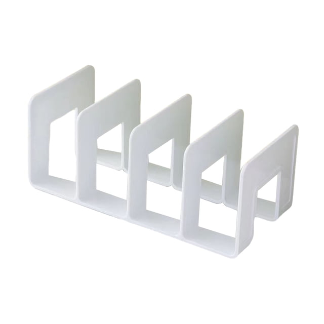 Organizador de escritorio Boodend, soporte para libros con 4 compartimentos verticales, estante clasificador de archivos de plástico para libros y revistas.