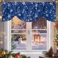 thumbnail image 6 of Navy Blue Christmas Snowflakes Tie Up Valances Curtain, Winter Snowfall Shiny White Adjustable Rod Pocket Short Window Treatment Tie Up Curtains Valances for Kitchen Living Room Bathroom 42x12 Inches, 6 of 9