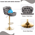 thumbnail image 3 of Swivel Kitchen High Bar Chairs with Golden Base Velvet Bar Stool Chair Height Adjustable Counter Chair with Back Swivel Barstool with Footrest for Kitchen Dining Room (Set of 4), 3 of 9