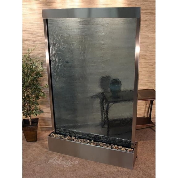 Adagio GRC2051 Grandeur River Center Mount Free Standing Fountain - Stainless Steel-Blue-Glass